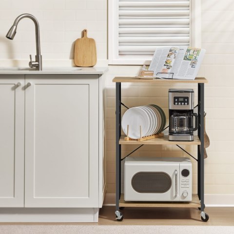 WYSPA SZAFKA NA KÓŁKACH MOBILNA DO KUCHNI DĄB SONOMA/ CZARNY LOFT