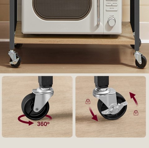 WYSPA SZAFKA NA KÓŁKACH MOBILNA DO KUCHNI DĄB SONOMA/ CZARNY LOFT