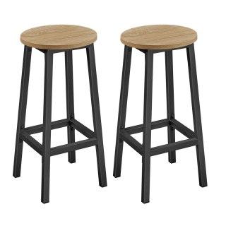 Taborety hokery Barowe 2 szt. - sonoma/ czarne nogi loft