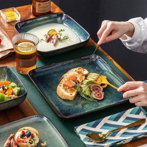 KOMPLET SERWIS OBIADOWO KAWOWY STERN MORSKA ZIELEŃ 16 ELEMENTÓW