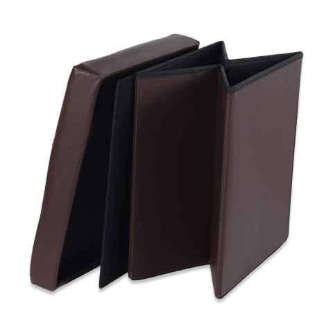 Pufa składana L z guzikami - 38x38x38cm ekoskóra brąz