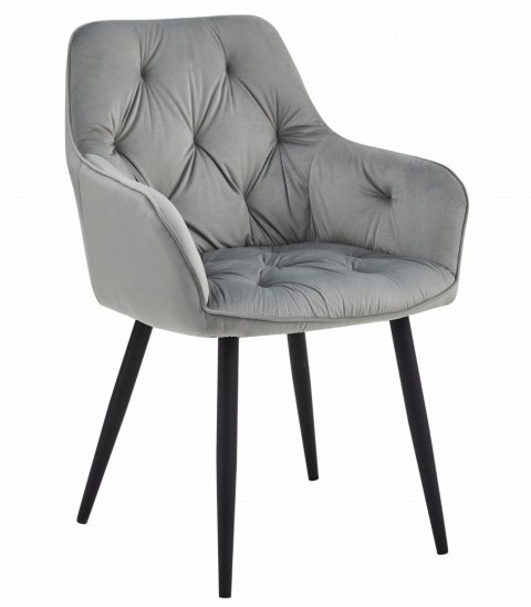 Krzesło JORK - aksamit srebrno-szary / nogi czarne x 1