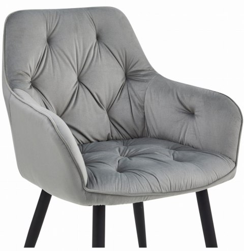 Krzesło JORK - aksamit srebrno-szary / nogi czarne x 1
