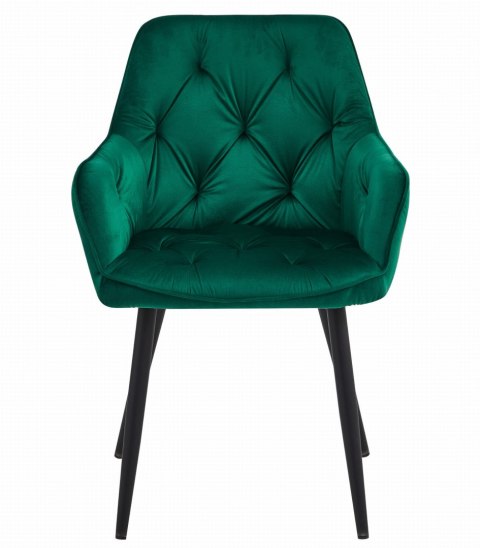Krzesło JORK - ciemna zieleń aksamit / nogi czarne x 1