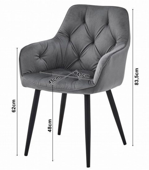 Krzesło JORK - ciemny szary aksamit / nogi czarne x 1