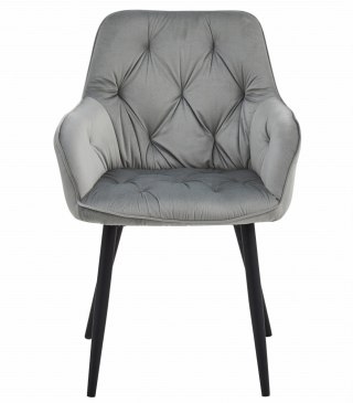 Krzesło JORK - aksamit srebrno-szary / nogi czarne x 2