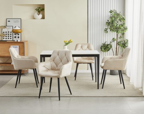 Krzesło JORK - beż aksamit / nogi czarne x 2