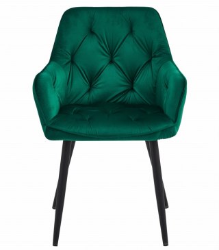 Krzesło JORK - ciemna zieleń aksamit / nogi czarne x 2