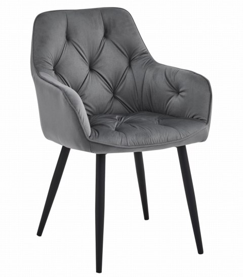 Krzesło JORK - ciemny szary aksamit / nogi czarne x 2