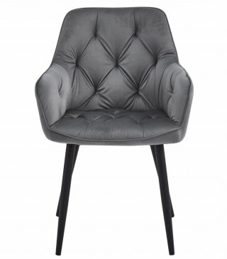 Krzesło JORK - ciemny szary aksamit / nogi czarne x 2