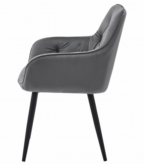 Krzesło JORK - ciemny szary aksamit / nogi czarne x 2
