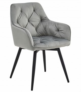 Krzesło tapicerowane obrotowe JORK360 - aksamit srebrno-szary / nogi czarne x 1