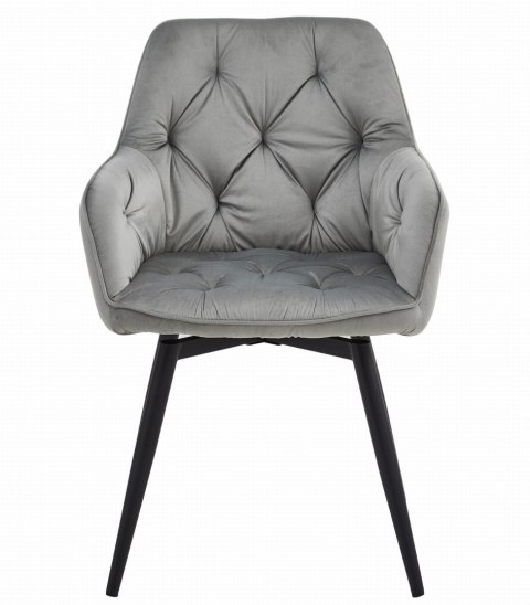 Krzesło tapicerowane obrotowe JORK360 - aksamit srebrno-szary / nogi czarne x 1