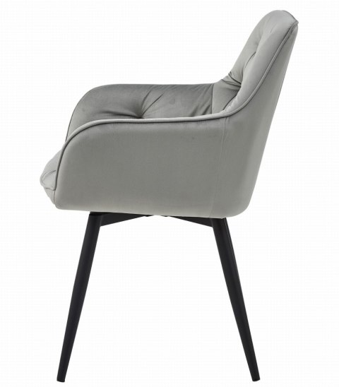 Krzesło tapicerowane obrotowe JORK360 - aksamit srebrno-szary / nogi czarne x 1