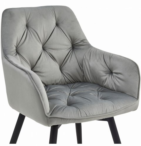 Krzesło tapicerowane obrotowe JORK360 - aksamit srebrno-szary / nogi czarne x 1