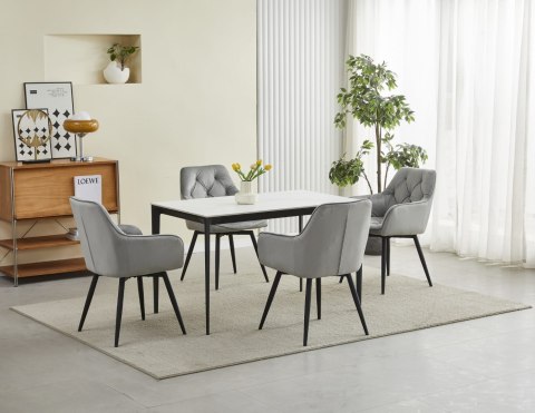 Krzesło tapicerowane obrotowe JORK360 - aksamit srebrno-szary / nogi czarne x 1