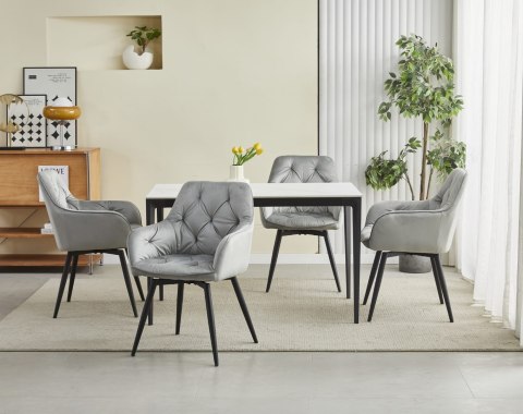 Krzesło tapicerowane obrotowe JORK360 - aksamit srebrno-szary / nogi czarne x 1