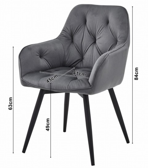 Krzesło JORK360 - aksamit srebrno-szary / nogi czarne x 2