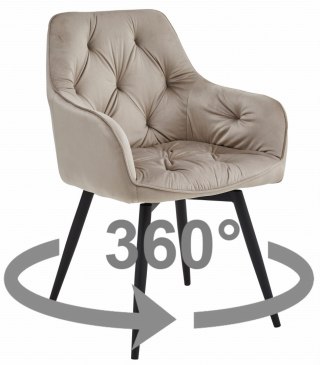 Krzesło tapicerowane obrotowe JORK360 - ciemny beż aksamit / nogi czarne x 1