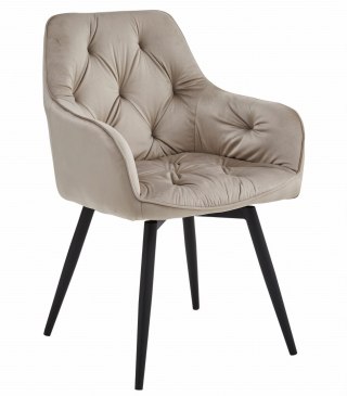 Krzesło tapicerowane obrotowe JORK360 - ciemny beż aksamit / nogi czarne x 1