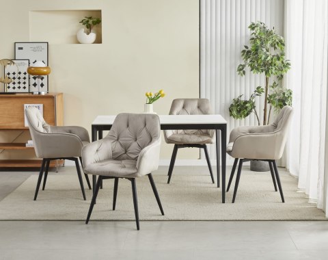 Krzesło tapicerowane obrotowe JORK360 - ciemny beż aksamit / nogi czarne x 1