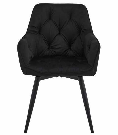 Krzesło tapicerowane obrotowe JORK360 - czarny aksamit / nogi czarne x 1