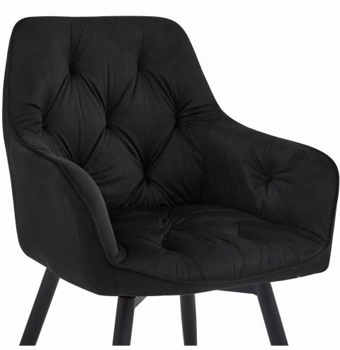 Krzesło tapicerowane obrotowe JORK360 - czarny aksamit / nogi czarne x 1