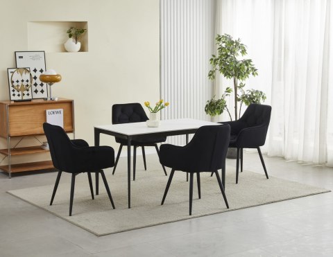 Krzesło tapicerowane obrotowe JORK360 - czarny aksamit / nogi czarne x 1