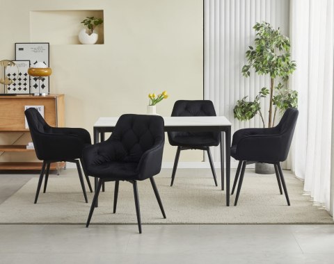 Krzesło tapicerowane obrotowe JORK360 - czarny aksamit / nogi czarne x 1