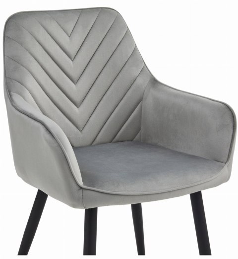 Krzesło NANA - aksamit srebrno-szary / nogi czarne x 2