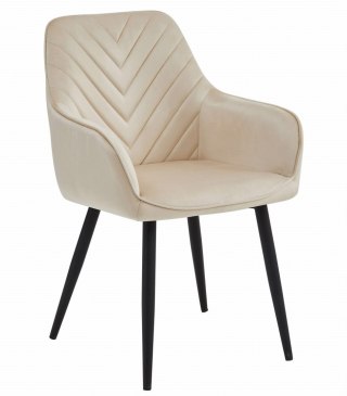 NOWOCZESNE KRZESŁO TAPICEROWANE AKSAMIT,WELUR BEŻ/ NOGI CZARNE LOFT