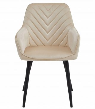 NOWOCZESNE KRZESŁO TAPICEROWANE AKSAMIT,WELUR BEŻ/ NOGI CZARNE LOFT