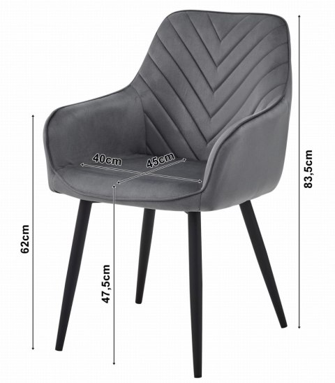 Krzesło NANA - granat aksamit / nogi czarne x 2