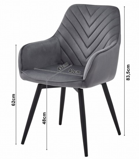 Krzesło NANA360 - ciemny beż aksamit / nogi czarne x 2