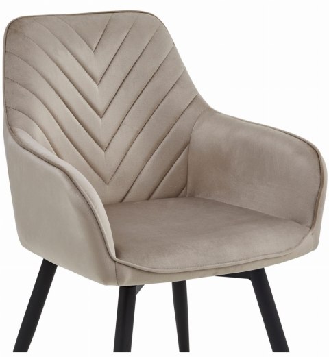 Krzesło NANA360 - ciemny beż aksamit / nogi czarne x 2