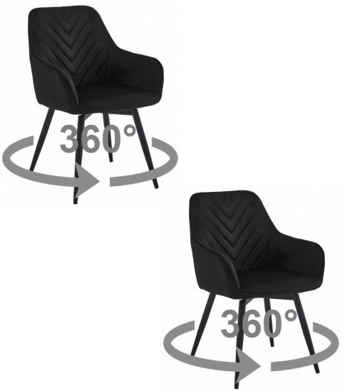 Krzesło NANA360 - czarny aksamit / nogi czarne x 2
