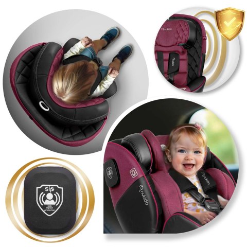 Fotelik samochodowy Nukido Prestige Line czarno-różowy 0-36 kg ISOFIX