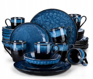 KOMPLET SERWIS OBIADOWO KAWOWY DARK SKY 32 ELEMENTY/8 OSÓB