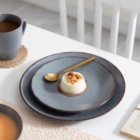 SERWIS ZESTAW OBIADOWO KAWOWY Z KUBKAMI SZARY 48 ELEMENTÓW /12 OSÓB