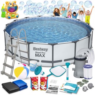 Basen stelażowy ogrodowy 457 x 107 cm 18w1 Bestway 56488 + maszynka do baniek GRATIS