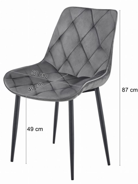 Krzesło TOR - aksamit srebrno-szary / nogi czarne x 2