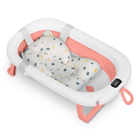 Wanienka składana dla dzieci, niemowląt z termometrem i wkładką Ricokids RK-287 biało-różowa