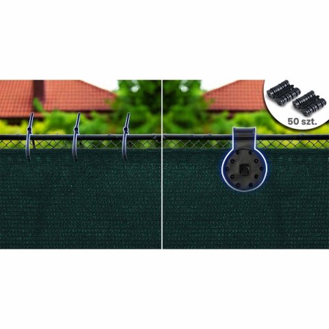Siatka cieniująca 1,5x50m 110 g/m2 + 50 zacisków zielona