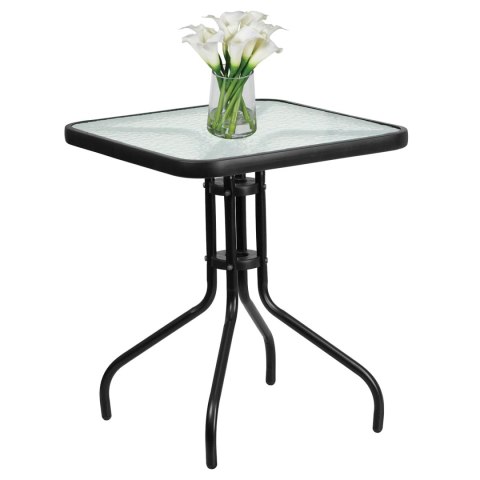 Stół kwadrat ISLAND 70cm + 4x Krzesło SOFIA brąz