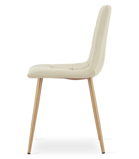 Krzesło KARA - jasny beż aksamit / nogi kolor drewna x 4