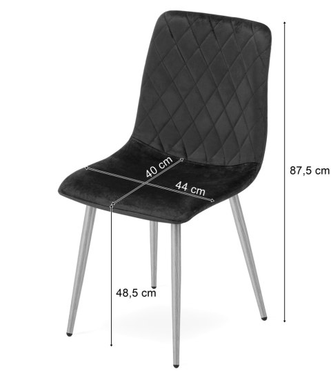 Krzesło TURIN - różowy aksamit / nogi czarne x 2