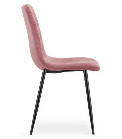 Krzesło TURIN - różowy aksamit / nogi czarne x 3