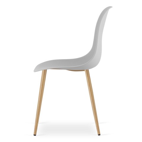 Zestaw Stół ADRIA 120cm x 80cm - biały + 4 krzesła WAT szare / nogi naturalne