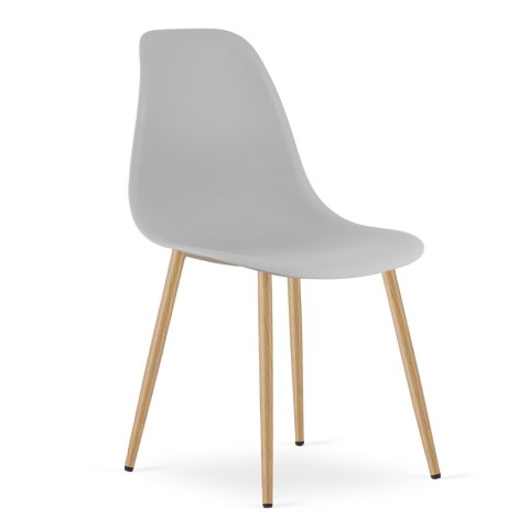 Zestaw Stół ADRIA 120cm x 80cm - biały + 4 krzesła WAT szare / nogi naturalne