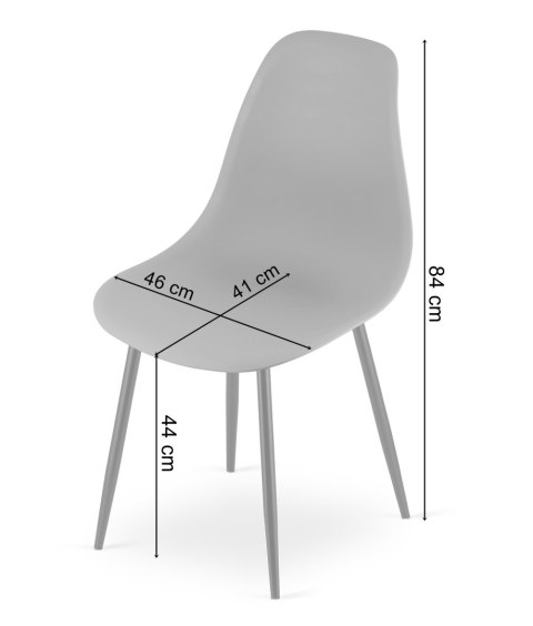 Zestaw Stół ADRIA 120cm x 80cm - biały + 4 krzesła WAT szare / nogi naturalne